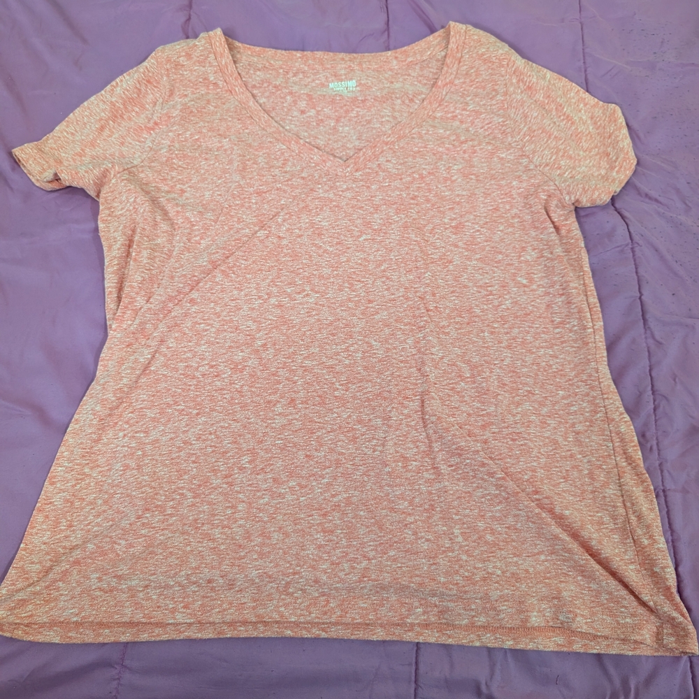 Mossimo Supply Co. Coral Heathered V-Neck Tee